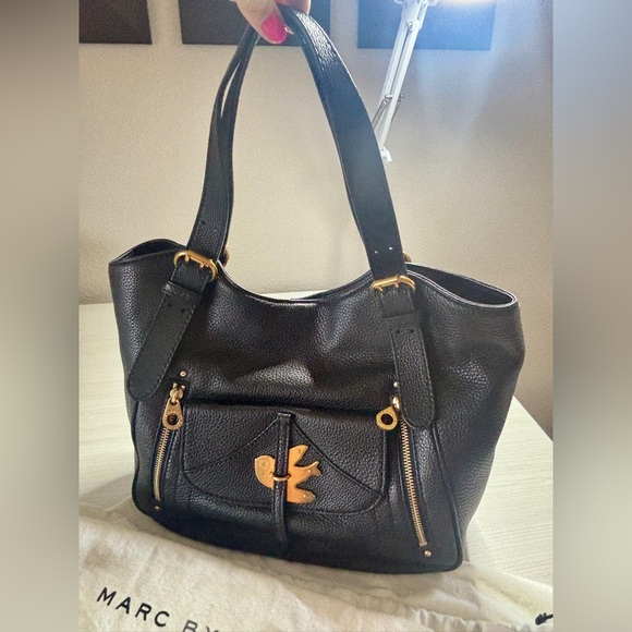 Marc by Marc Jacobs Petal to the Metal Black Leather Tote Shoulder Bag - Picture 3 of 13